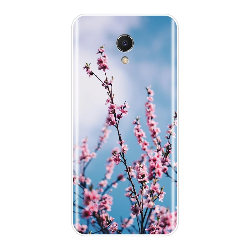 Задняя крышка с розовым цветком Sakura Girl для Meizu M2 M3 M5 M6 Note мягкий силиконовый чехол