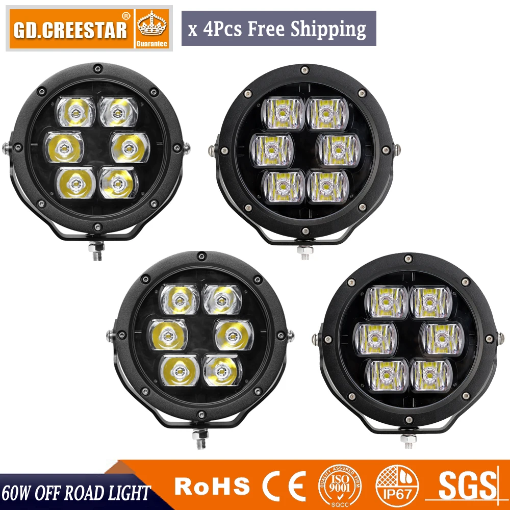 60w off road 4x4 led offroad lights wholesale led lights driving working for atv lights Car