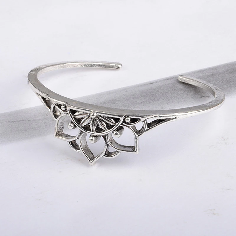 

Bohemian Antalya Bracelet Silver Vintage Flower Statement Boho Coachella Bangles For Women Jewelry Gift