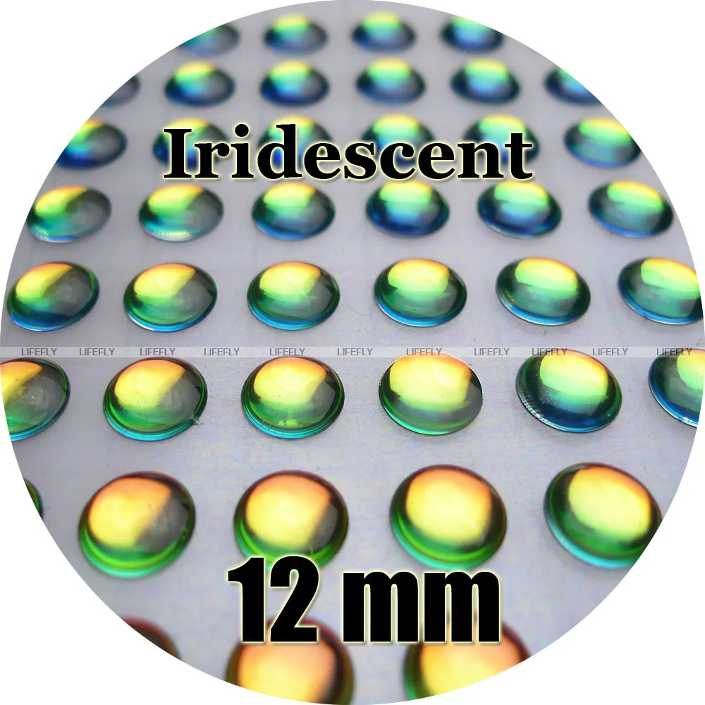 12mm Iridescent #1 // Wholesale 250pcs 3D Holographic Fish Eyes Lure Fly Jig