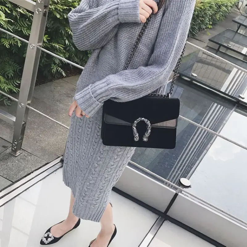 

Fashion Chain Casual Shoulder Bag Messenger Bag Retro Hit Color Women Bag\Handbag Ladies' Flap Motorcycle bag~123102