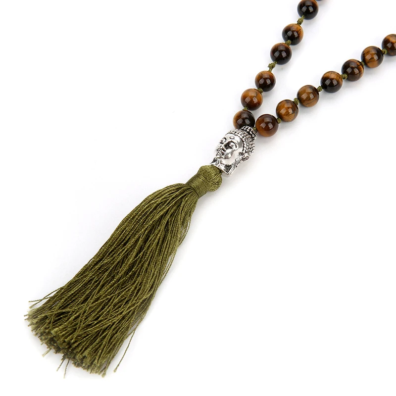 SHINUSBOHO Tiger Eyes Strand Ожерелье для мужчин и женщин Амазонит бусы кисточкой кулон