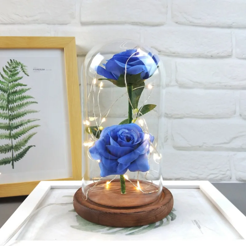 

LED Beauty Rose and Beast Battery Powered Red Flower String Light Desk Lamp Romantic Valentine's Day Birthday Gift Decoration