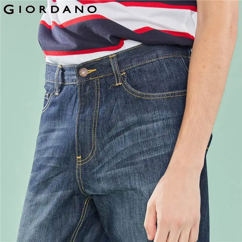 Giordano зауженные джинсовые брюки slim fit выполнены из натурального хлопка и широкий