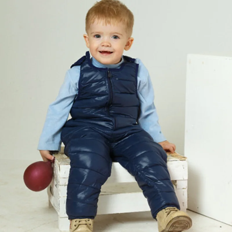 Kids winter clothes Sets Down Jacket 2 pcs Hooded Coat+overalls Baby Boys Girls Warm Parkas Children Outerwear toddler outfits