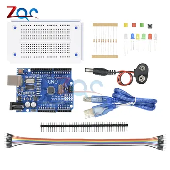 

for Arduino UNO R3 Starter Kit K Compatible Microcontroller ATMEGA328P Compatible Board Breadboard LED Switch Battery Connector