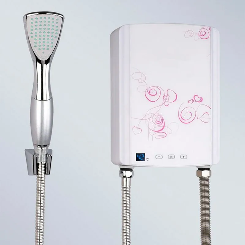 5000 Вт Электрический проточный водонагреватель душ для ванной комнаты Кухня Раковина кран мгновенных Горячая нагрева сенсорный ЖК-цифровой дисплей