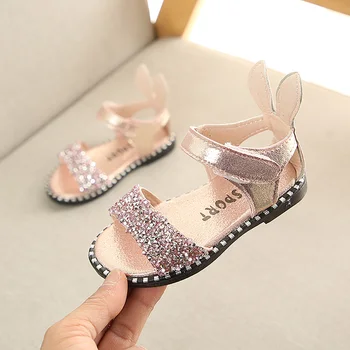 

2019 New Summer Children Shoes Toddler Baby Girls Sandals Princess Rabbit Ear Shoes Soft Kids Sandals For Girls 21-25