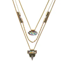 New Design Geometric Statement Necklace Vintage Accessories Alloy Gold Plated Chain Multilayer Necklace