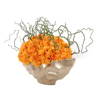

INDIGO- 9pcs Orange Hydrangea Display Flower Home Artificial Flower Wedding Party Event Romantic Silk Flower Interior Trim