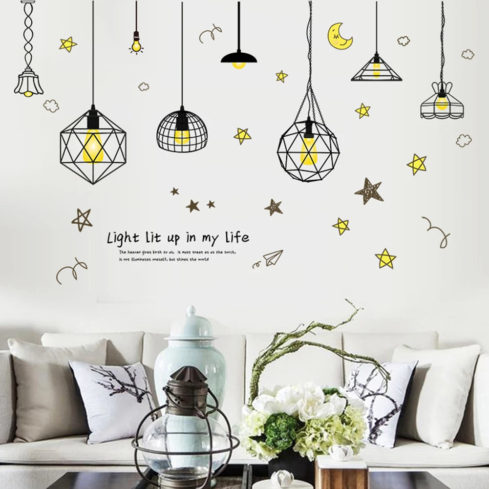 Hanging Lamp Wall Sticker Electric Light Vinyl Kitchen Dining Room Wall Stickers Decor Removable Decals Wallpaper Home Decor