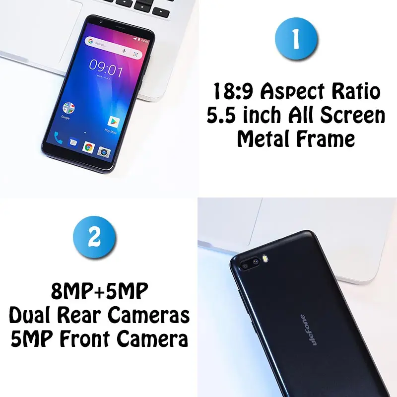 Ulefone S1 5,5 дюймов 18:9 Android 8,1 смартфон 8 Мп+ 5 Мп двойная тыловая камера 1 Гб ram 8 Гб rom 3000 мАч Face ID 3g WCDMA мобильный телефон