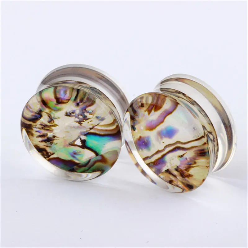 

2PCS New Trendy Fashion Acrylic Punk Ear Plugs Tunnels Screw Fit Expansion Gauges Shell Paper Piercing Women Men Body Jewelry
