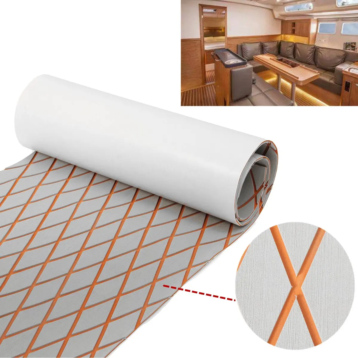 

60CMx190CM EVA Foam Marine Teak Sheet Flooring Synthetic Boat RV Decking Yacht Pad for RV Touring Car