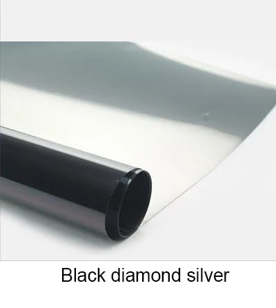 

Black Diamond Silver Waterproof Window Film One Way Mirror Silver Insulation Stickers UV Rejection Privacy Window Tint Films