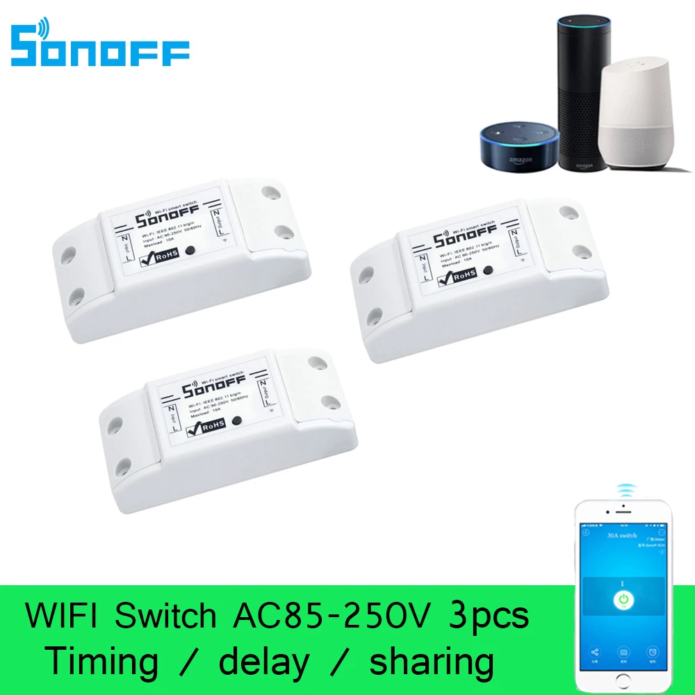 3 шт. sonoff одноцветное Беспроводной Wi Fi переключатель дистанционного Управление