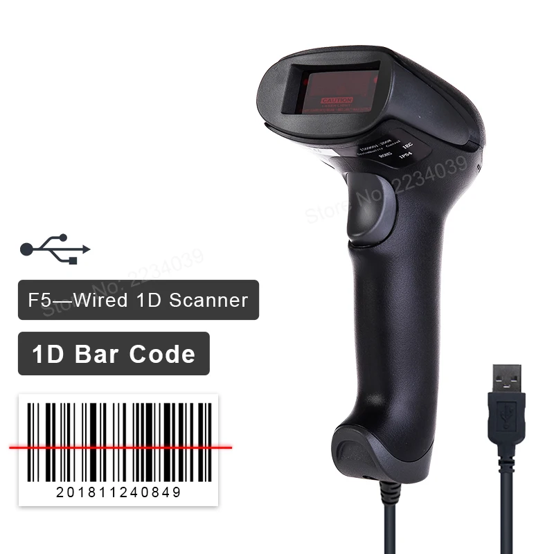المحمولة USB السلكية QR الباركود قارئ التوصيل والتشغيل 1D/2D الباركود ماسحة مع شاشة مسح لسوبر ماركت مطعم صريحة