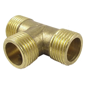 

MYLB-Brass T Shape Water Fuel Pipe Equal Male Tee Adapter Connector 1/2" Thread