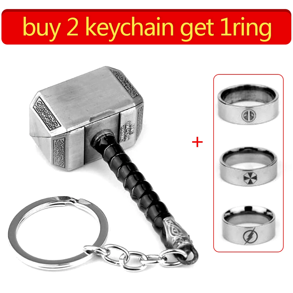 

Movie Jewelry Accessories Marvel The Avengers Alliance figure Thor Hammer Keychain The Dark World weapon Keyring for fans