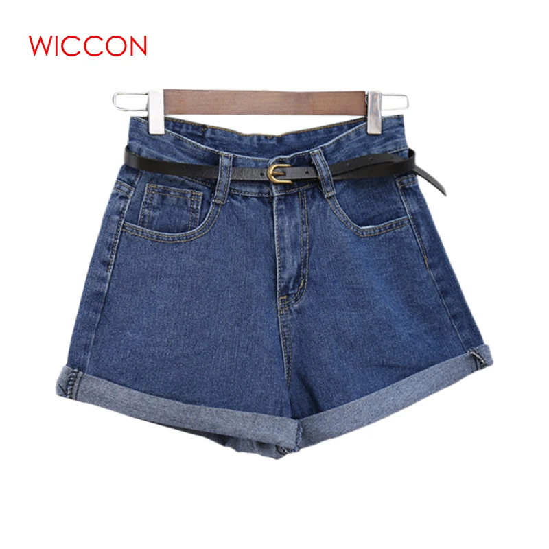 WICCON Europe Crimping Denim Shorts For Women 2018 Summer New Slim
