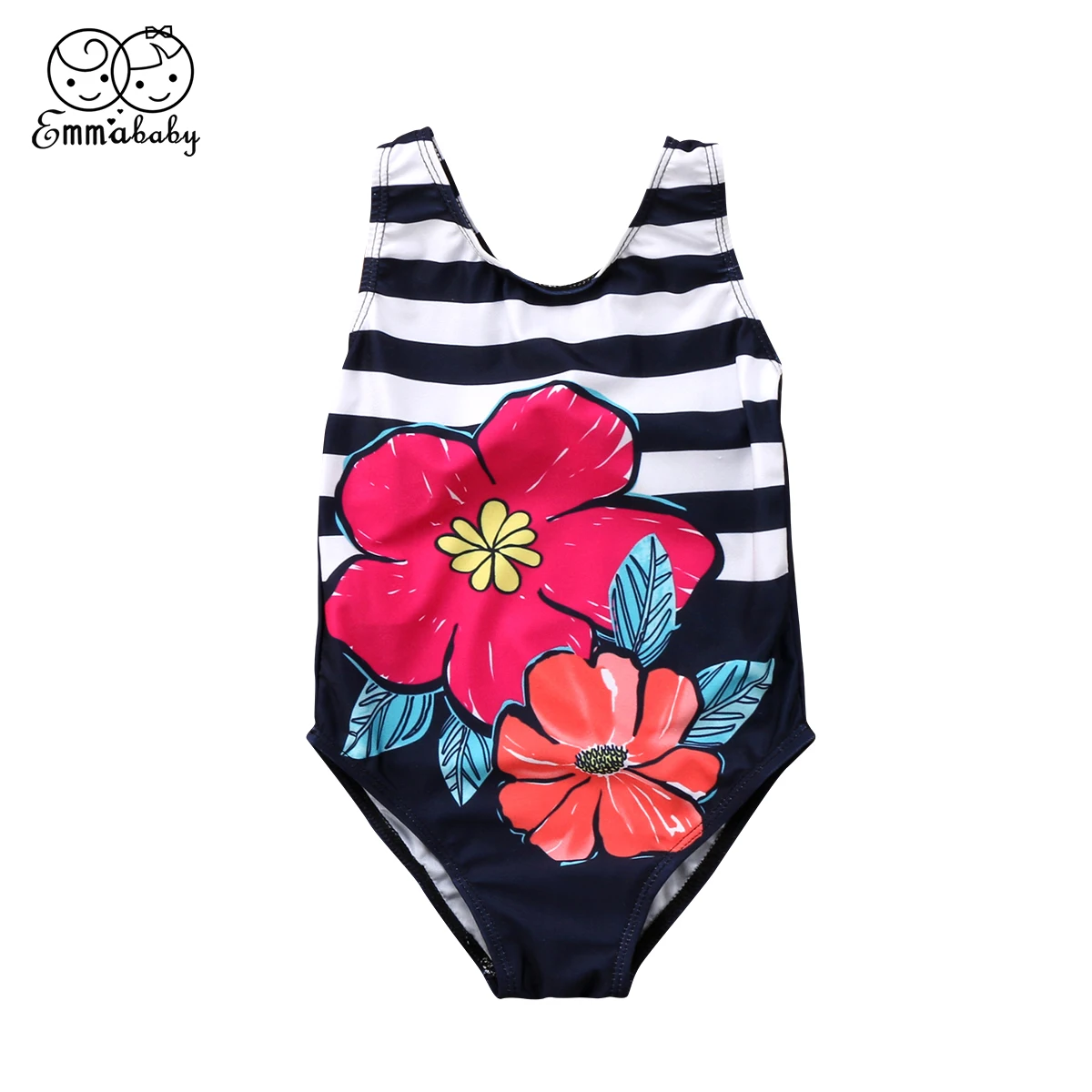 Toddler Kid Baby Girl Striped Floral Swimwear Swimsuit Bathing Sleeveless Bodysuit | Детская одежда и обувь