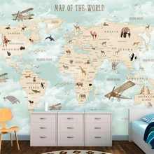 Beibehang Пользовательские детская комната стены 3d обои мультфильм самолет парусный спорт животные карта мира задний план стены 3d обои скачать