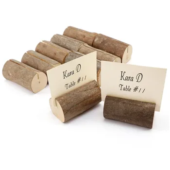 

10pcs Rustic Wood Table Number Message Place Card Holder Memo Holder Clip Picture Table Decor Wedding Party