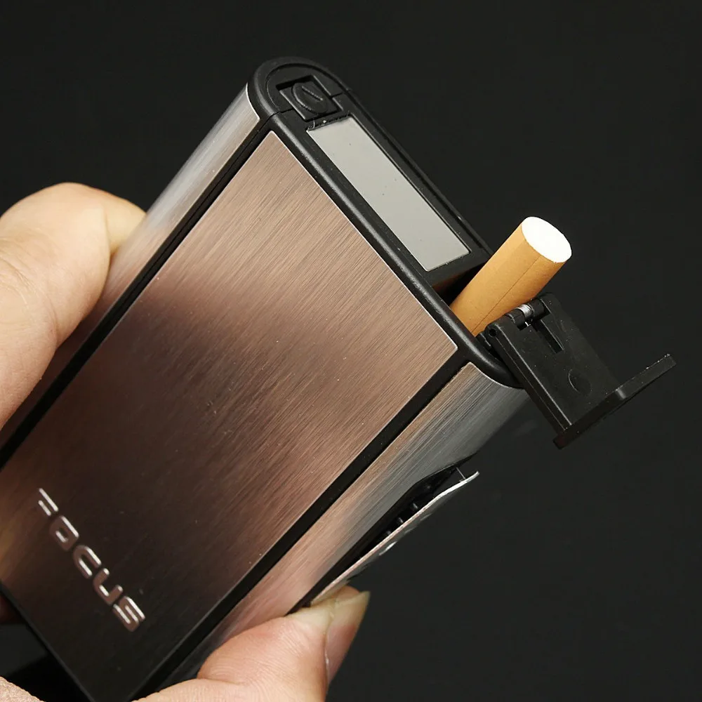 

2017 Limited Novelty Gadget Mini Cohiba Cigar Box Aluminum Automatic Ejection Cigarette Tobacco Case Windproof Box Holder K3152