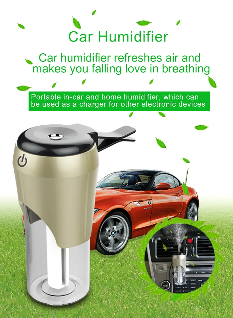 Автомобильный Ароматический диффузор, увлажнитель воздуха, портативный мини универсальный автомобильный очиститель воздуха с двойным USB автомобильным зарядным устройством, домашний очиститель, освежитель воздуха