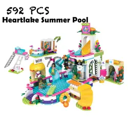 Совместимость с 41313 модели строительные игрушки 592 37029 шт. друг для девочки летний бассейн "heartlake" строительные блоки игрушки и хобби