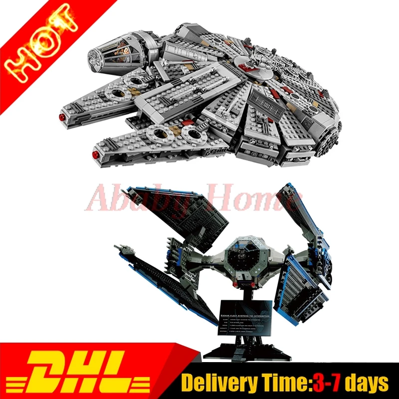 

LEPIN 05007 Millennium Falcon + 05044 The Interceptor Building Blocks Star Wars Force Awakens  Model Clone 10467 7181