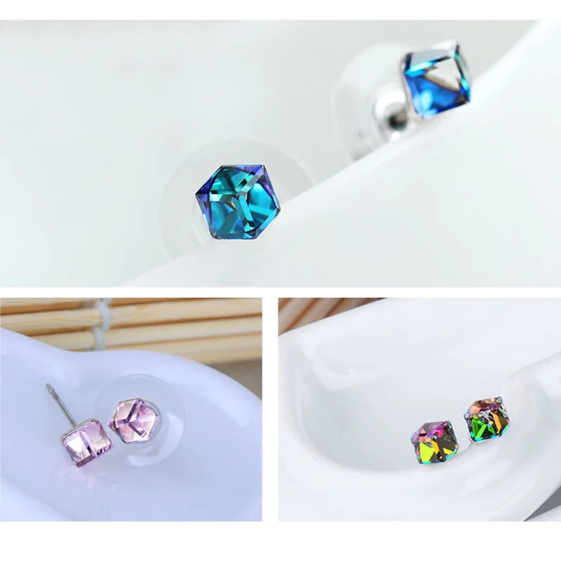 4Pairs Cute Bling Bling Cubic Crystal Stud Earring For Women Girls Rhinestone Earing With Stones Brinco Wedding Jewelry Gift 4