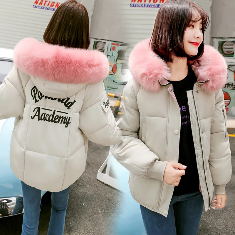 

2019 New Arrival Winter Jacket Women Hooded With Fur Collar Cotton Padded Warm Ladies Female Coat Parka Outwear Coats Casaco