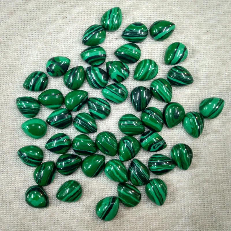 

Fashion good quality malachite stone drop CAB CABOCHON 8x10mm beads for jewelry making 50pcs/lot Wholesale free shipping