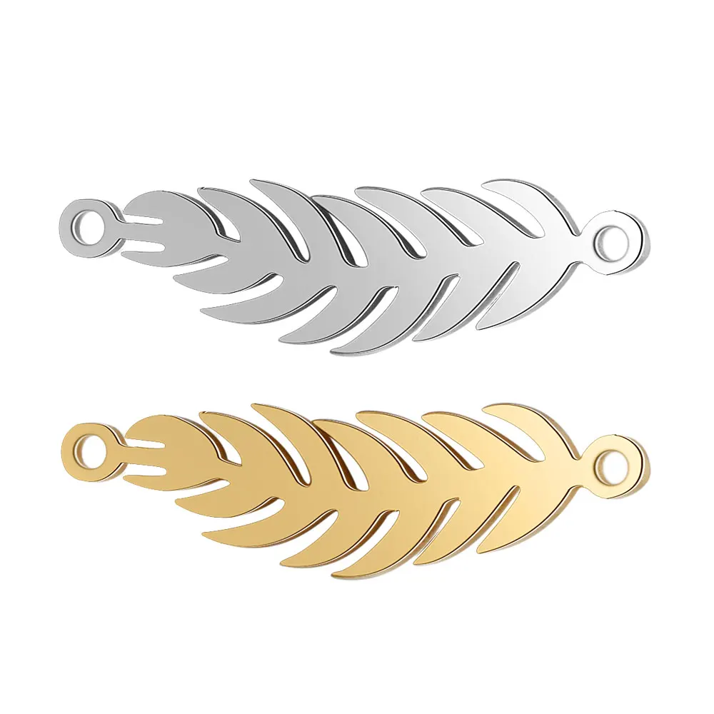 

5pcs/Lot Stainless Steel High Polish Ear Of Wheat Charms Connectors Two Holes for DIY Jewelry Making Bracelets Accessories