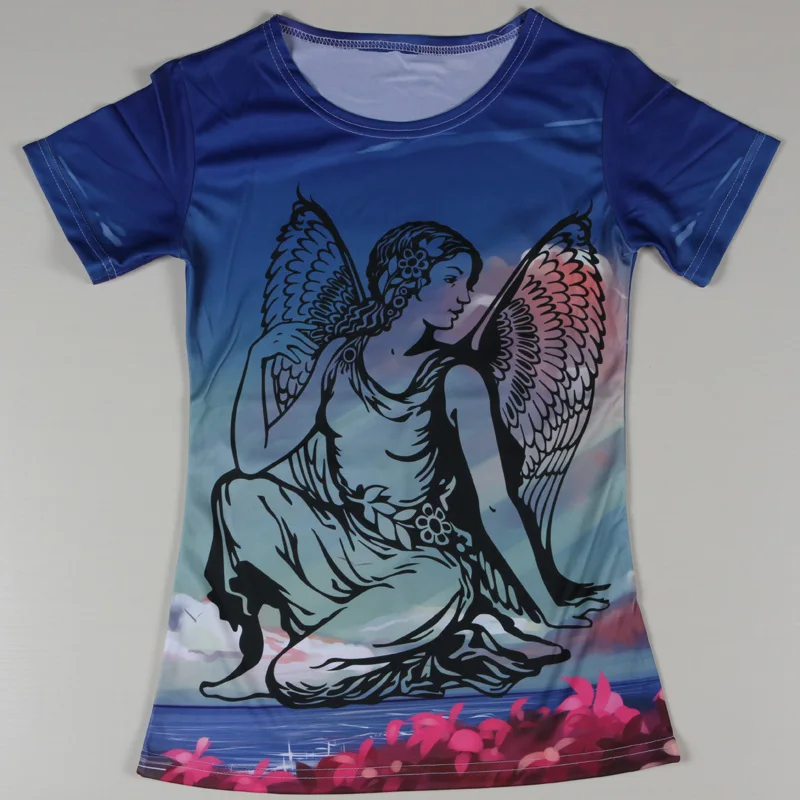 Angel Wings 3d Woman T Shirt Short Sleeve O Neck Heaven Female t shirts