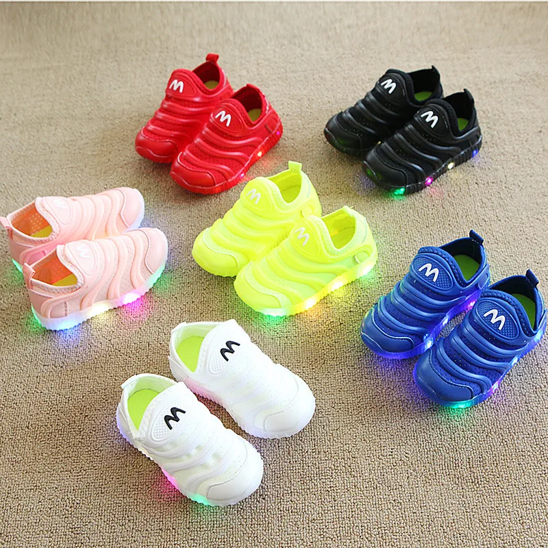 Led Shoes Mesh Breathable 2019 Spring Luminous Sneakers For Children Slip On Kids Shoes Light Children Sneakers