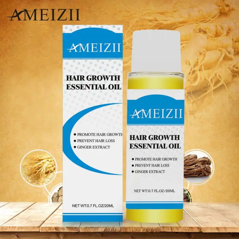 Продукты эфирного масла для роста волос ameizii органический натуральный имбирь экстракт женьшеня Сыворотка для ухода за волосами густая обработка эссенция 20 мл