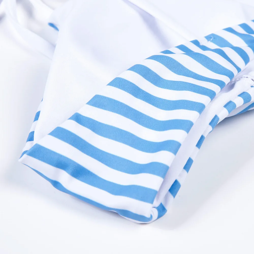 2019 Blue Stripe Bikini Split Sexy Cute Women Girls Swimwear Beach Holiday Swimwear Bikinis Set Women Swimsuit Bathing Suit