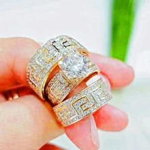 LOREDANA набор из 3 предметов модные циркониевые микро-инкрустированные креативные обычные металлические кольца для вечерние помолвки