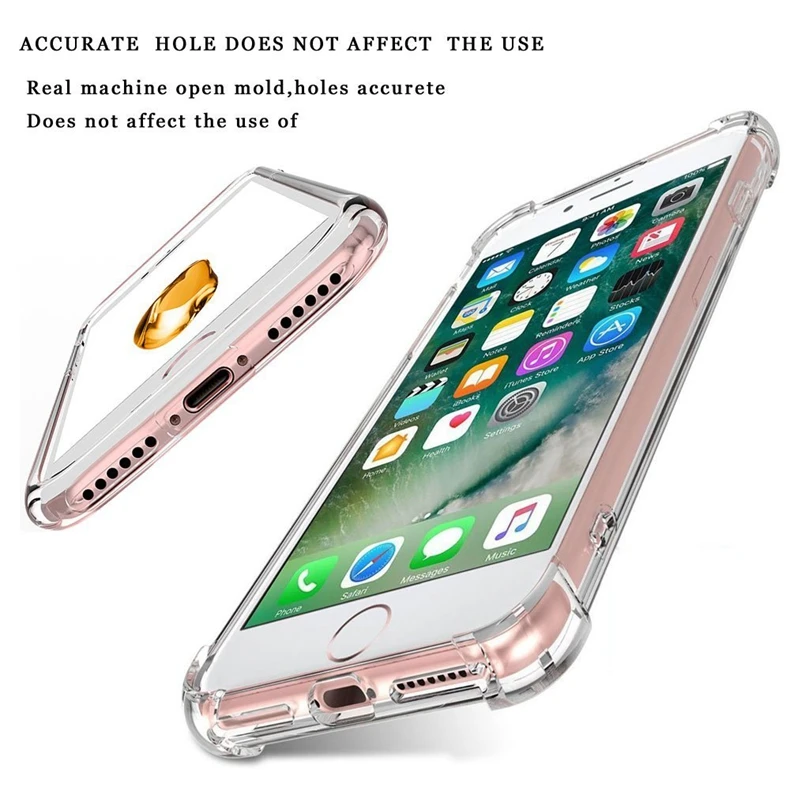 Ультра тонкий мягкий противоударный бампер прозрачный силиконовый чехол для телефона для iPhone 5 6 7 7Plus 8 8Plus X XR XSmax samsung huawei чехол