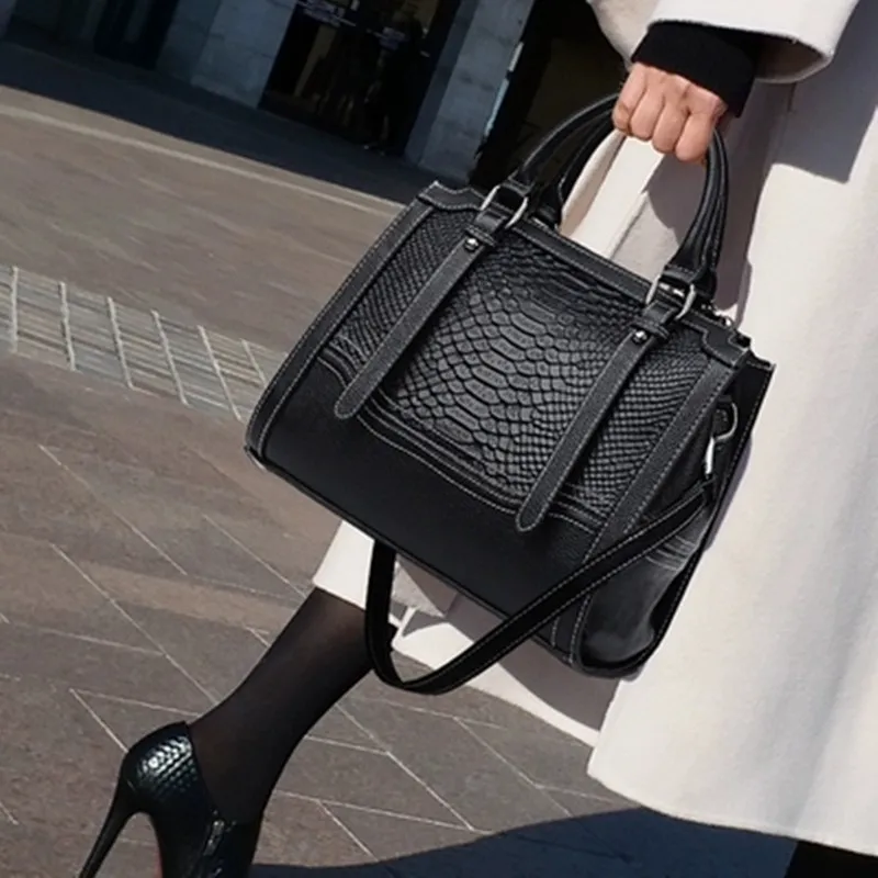 

NEW women leather handbags fashion crocodile pattern totes evening package shoulder messenger bag female briefcase ladies