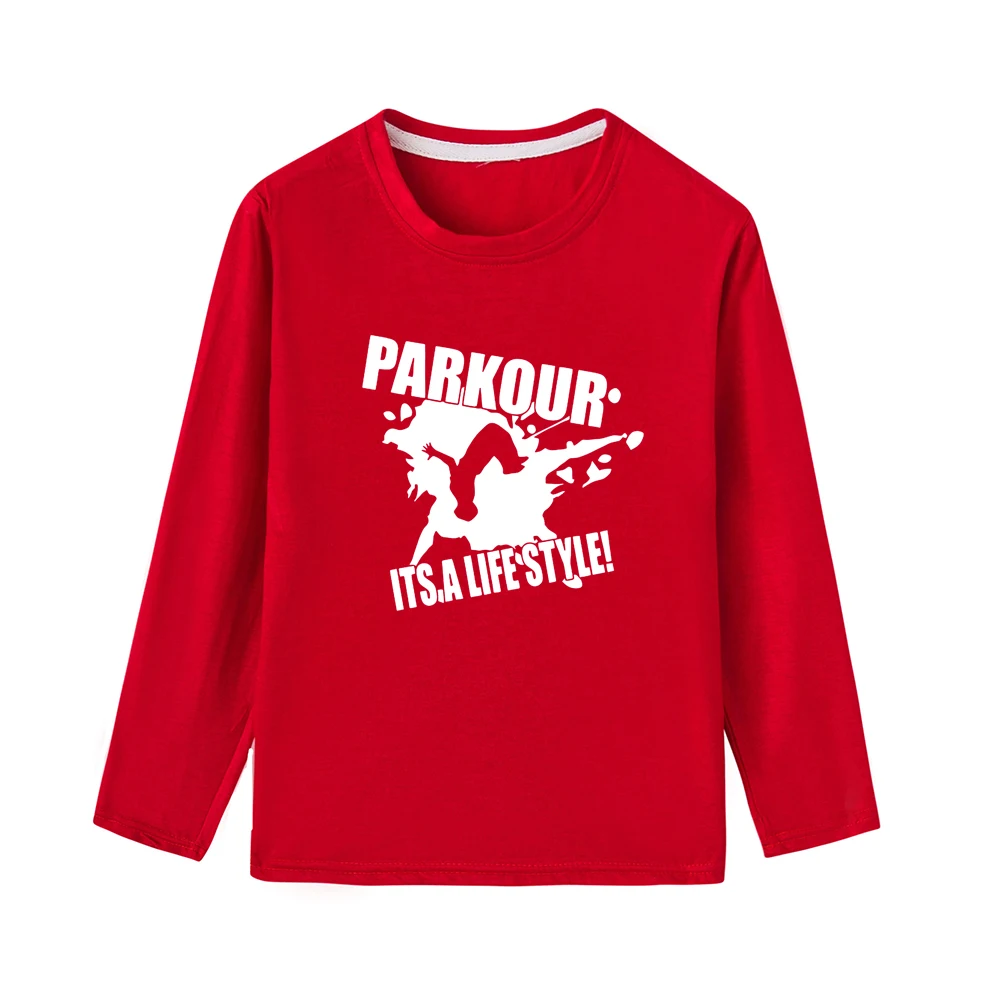 Boys Girls Parkour T Shirts Children Tees Boy Girl Long Sleeve T Shirts Kids Tops Brand Baby Fashion Child Tops Clothes - Цвет: 44R1-KLTRD-