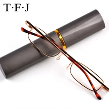 1 шт. унисекс портативные тонкие очки для чтения мини металлические очки для пресбиопики 1,00-4,00 диоптрий из нержавеющей стали рамка с трубкой чехол