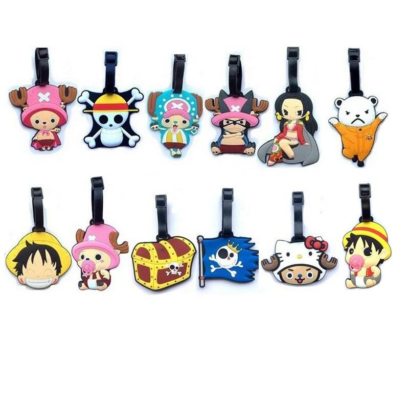 

12Style One Piece Luffy Chopper Boa Hancock Creative Silicone Luggage Tag Pendants Hang Tags Tourist Products Toy Figure 1pc