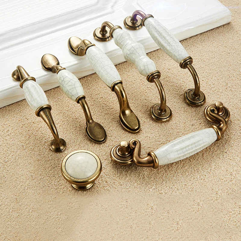 Bronze Creamic Cabinet Handles Knobs Drawer Pulls For Furniture Kitchen
