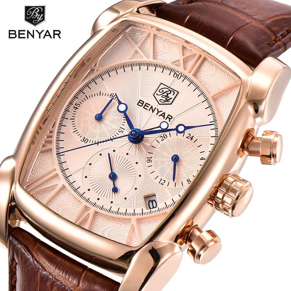 

BENYAR Luxury Brand Men Quartz Date Casual Watch Men Army Military Sports Watches Male Leather Clock Relogio Masculino BY-5113M