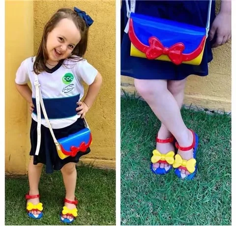 

mini melissa bag shoes fashion kids children girls Princess sandals cartoon Shoes parent-child bag 3 color Gold red Blue