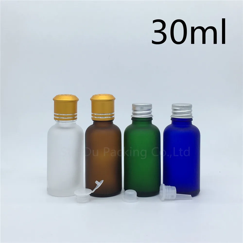 

Travel Bottle 30ml Green Blue Amber Transparent Frosted Glass Bottle, Vials Essential Oil Bottle With Aluminum Cap 10pcs/lot