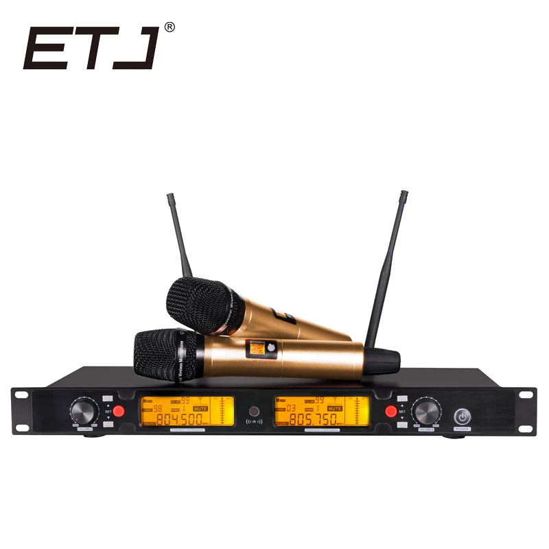 

Free shipping! UHF Wireless Microphone Mic System Dual Channels LCD Display Receiver 2 Handheld Microphones Cable Power Adapter